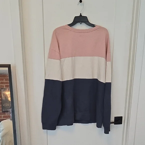 Original Use Pink, White, and Blue Colorblock Sweatshirt - Picture 3 of 3